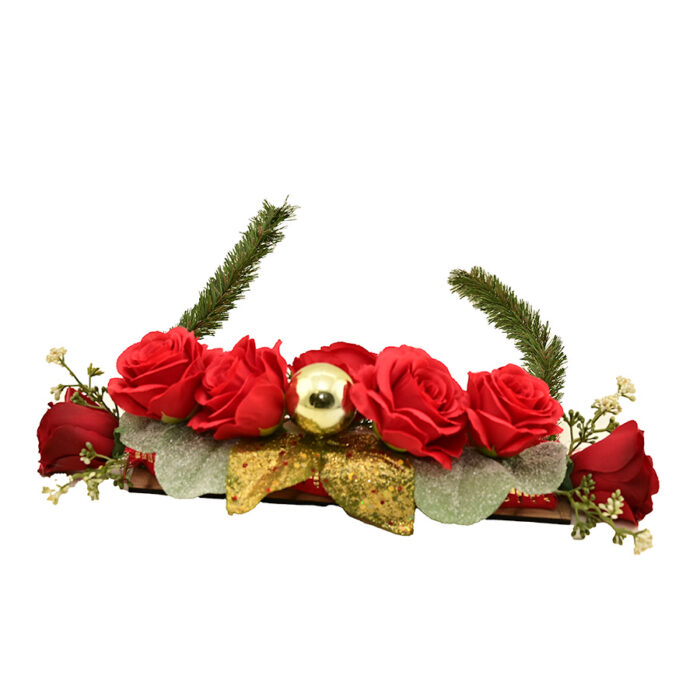 Composition de fleurs artificielles roses pin noël  droit – Image 3