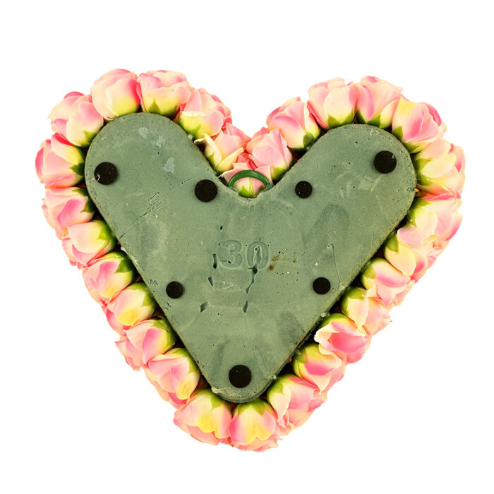 Coeur de fleur artificielle avec roses, rose et crème – Image 3